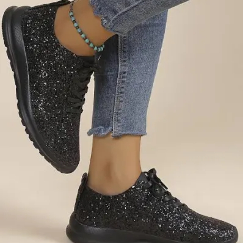 Black sparkle sneakers
